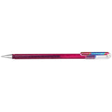 Roller cu gel Pentel Hybrid Duo Metallic, 1 mm, fara mecanism, corp transparent, scris roz / albastru metalizat