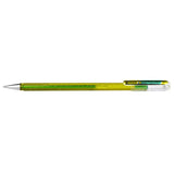 Roller cu gel Pentel Hybrid Duo Metallic, 1 mm, fara mecanism, corp transparent, scris galben / verde metalizat