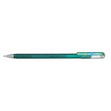 Roller cu gel Pentel Hybrid Duo Metallic, 1 mm, fara mecanism, corp transparent, scris verde / albastru metalizat