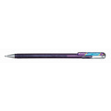 Roller cu gel Pentel Hybrid Duo Metallic, 1 mm, fara mecanism, corp transparent, scris violet / albastru metalizat