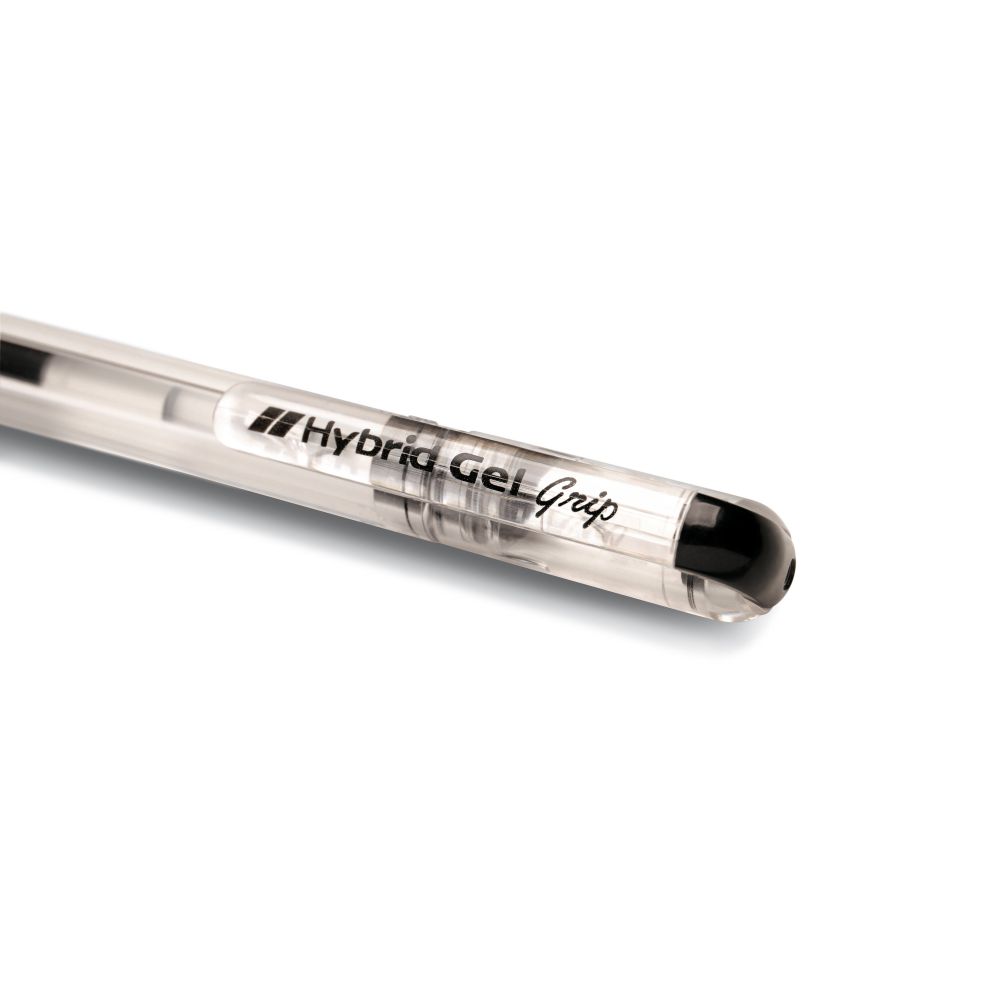 Roller cu gel Pentel Hybrid Grip, 0.6 mm, fara mecanism, corp transparent, grip negru
