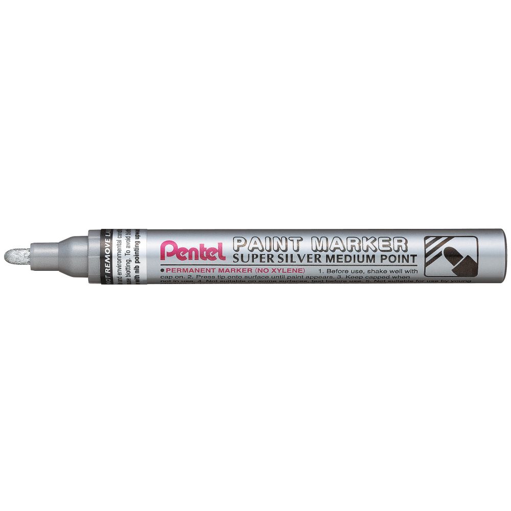 Marker permanent Pentel Paint Marker MMP10, 4.5 mm, cu vopsea, argintiu