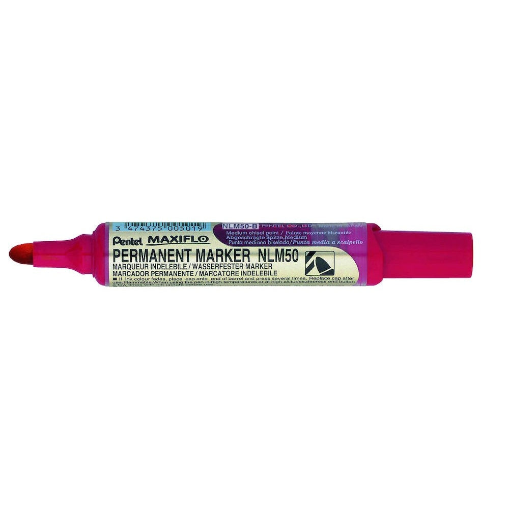 Marker permanent Pentel Maxiflo NLM50, varf rotund, 6 mm, rosu