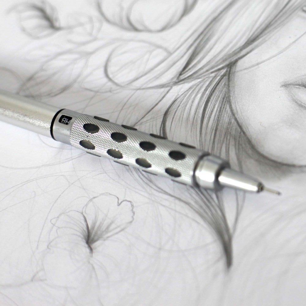 Creion mecanic Pentel Graphgear 1000, 0.9 mm, corp metalic argintiu, galben