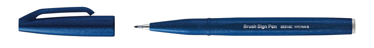 Carioca Pentel Brush Sign Pen, varf flexibil, bleumarin