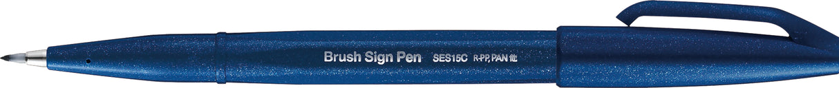 Carioca Pentel Brush Sign Pen, varf flexibil, bleumarin
