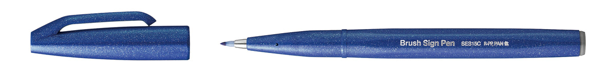 Carioca Pentel Brush Sign Pen, varf flexibil, albastra