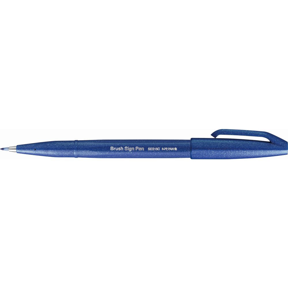 Carioca Pentel Brush Sign Pen, varf flexibil, albastra