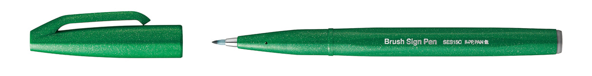 Carioca Pentel Brush Sign Pen, varf flexibil, verde