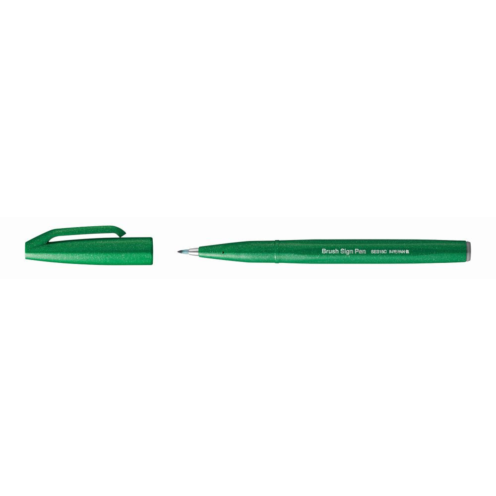 Carioca Pentel Brush Sign Pen, varf flexibil, verde