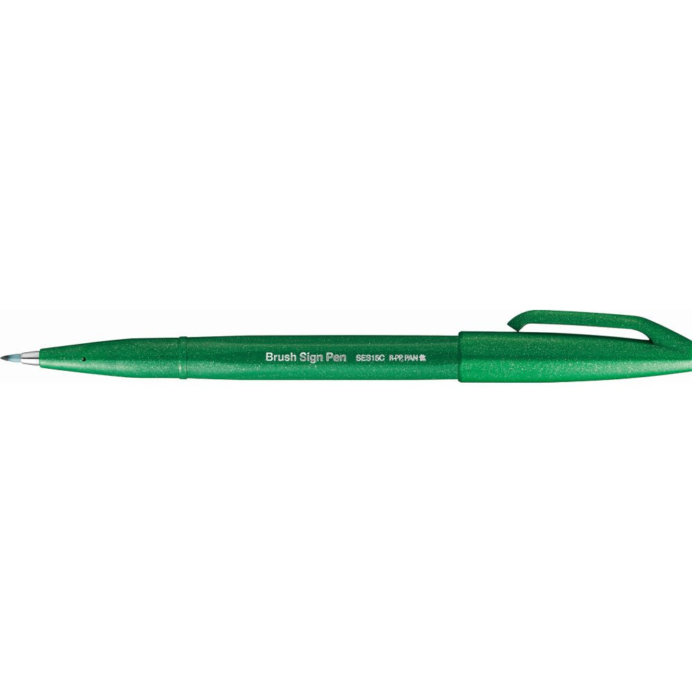 Carioca Pentel Brush Sign Pen, varf flexibil, verde