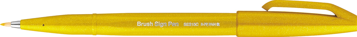 Carioca Pentel Brush Sign Pen, varf flexibil, galben
