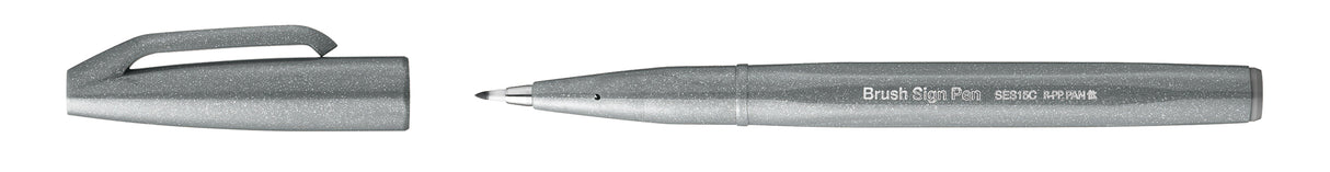Carioca Pentel Brush Sign Pen, varf flexibil, gri
