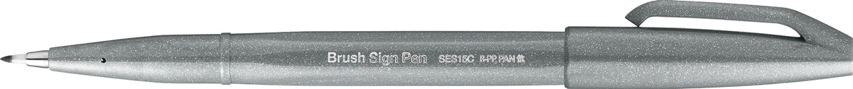 Carioca Pentel Brush Sign Pen, varf flexibil, gri