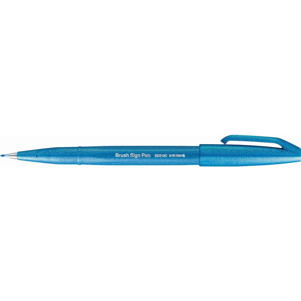 Carioca Pentel Brush Sign Pen, varf flexibil, bleu