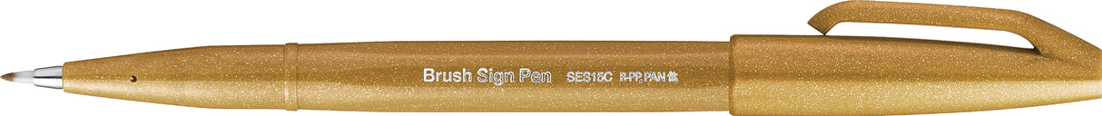 Carioca Pentel Brush Sign Pen, varf flexibil, galben ocru