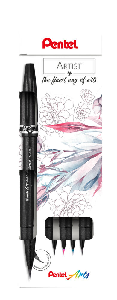 Pensula Pentel Brush Sing Pen Artist SESF30C, 4 culori / set