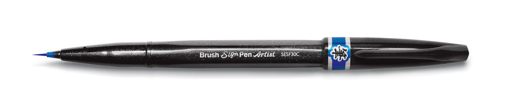 Pensula Pentel Brush Sing Pen Artist SESF30C, ultra fina, albastru