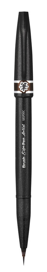 Pensula Pentel Brush Sing Pen Artist SESF30C, ultra fina, maro