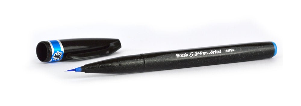 Pensula Pentel Brush Sing Pen Artist SESF30C, ultra fina, bleu