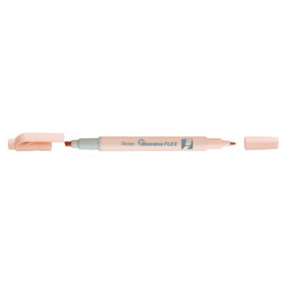 Textmarker Pentel illumina Flex, 2 varfuri, tesit, rotund, 1-3.5 mm, portocaliu