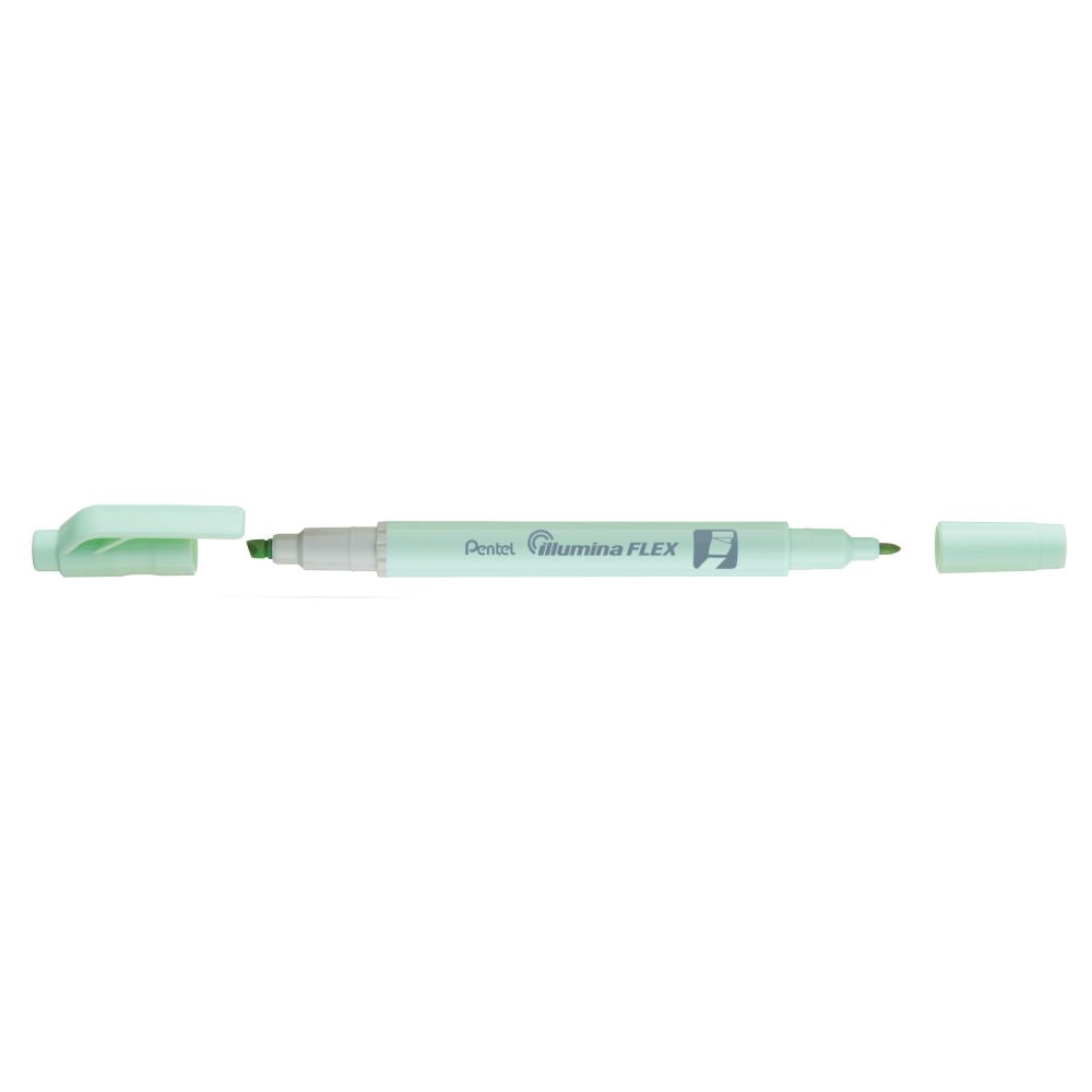 Textmarker Pentel illumina Flex, 2 varfuri, tesit, rotund, 1-3.5 mm, verde