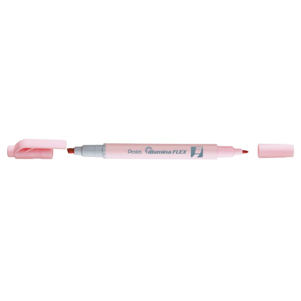 Textmarker Pentel illumina Flex, 2 varfuri, tesit, rotund, 1-3.5 mm, roz