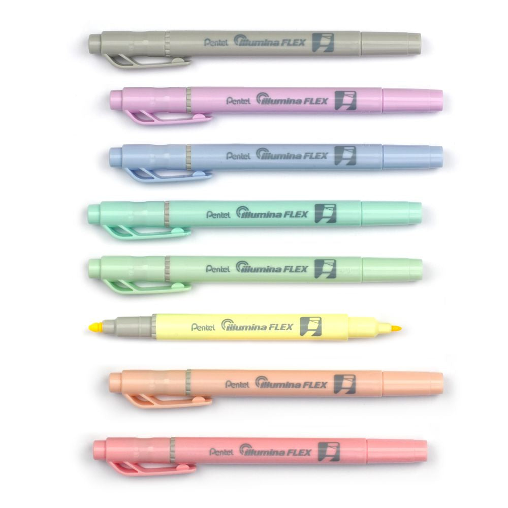 Textmarker Pentel illumina Flex, 2 varfuri, tesit, rotund, 1-3.5 mm, verde