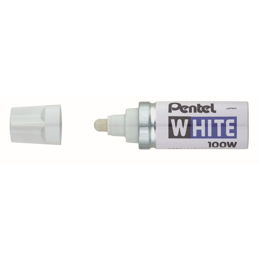 Marker permanent Pentel X100-W, varf rotund, 6.6 mm, alb