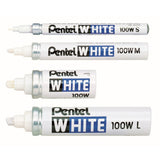 Marker permanent Pentel X100-W, varf rotund, 6.6 mm, alb