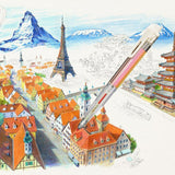 Creion mecanic Pentel Art Multi 8, 8 culori, set cu mine colorate, ascutitoare si sketchbook