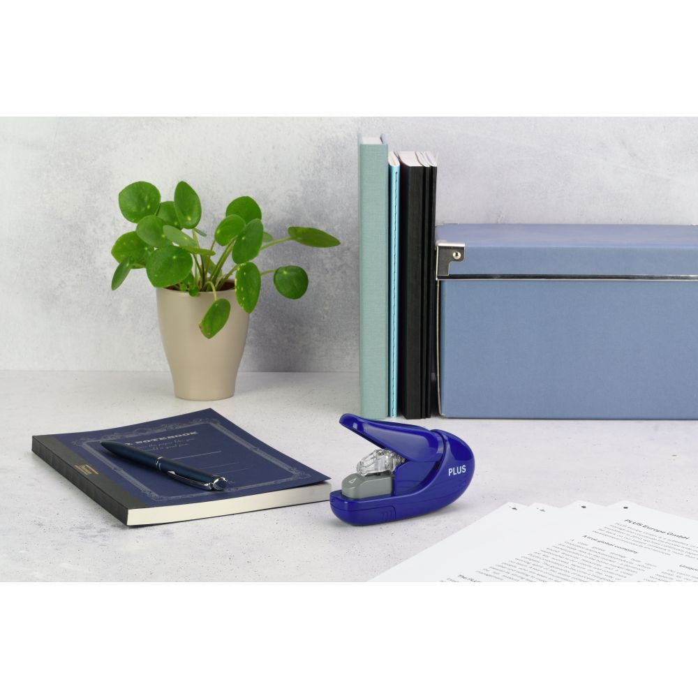 Capsator fara capse Plus SL-106, capacitate 5 coli, albastru