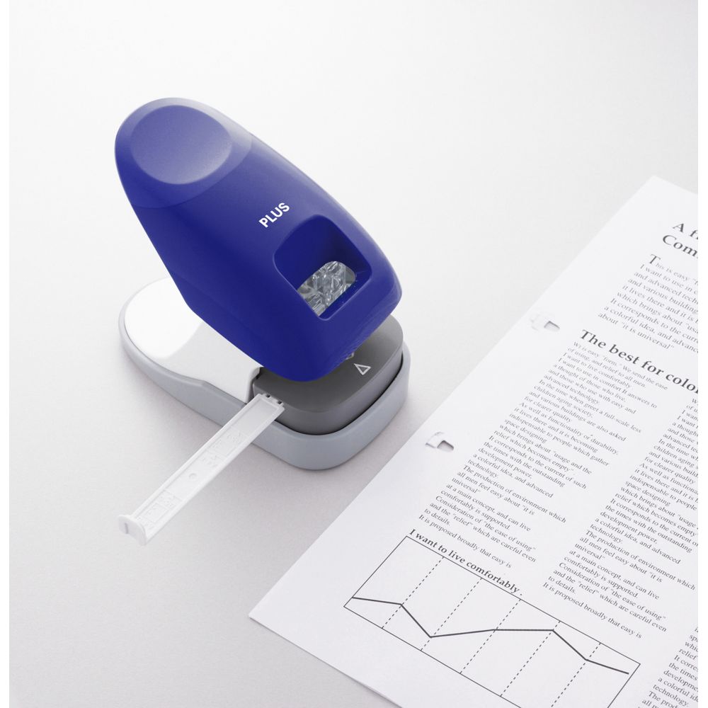 Capsator fara capse Plus SL-112, capacitate 10 coli, albastru
