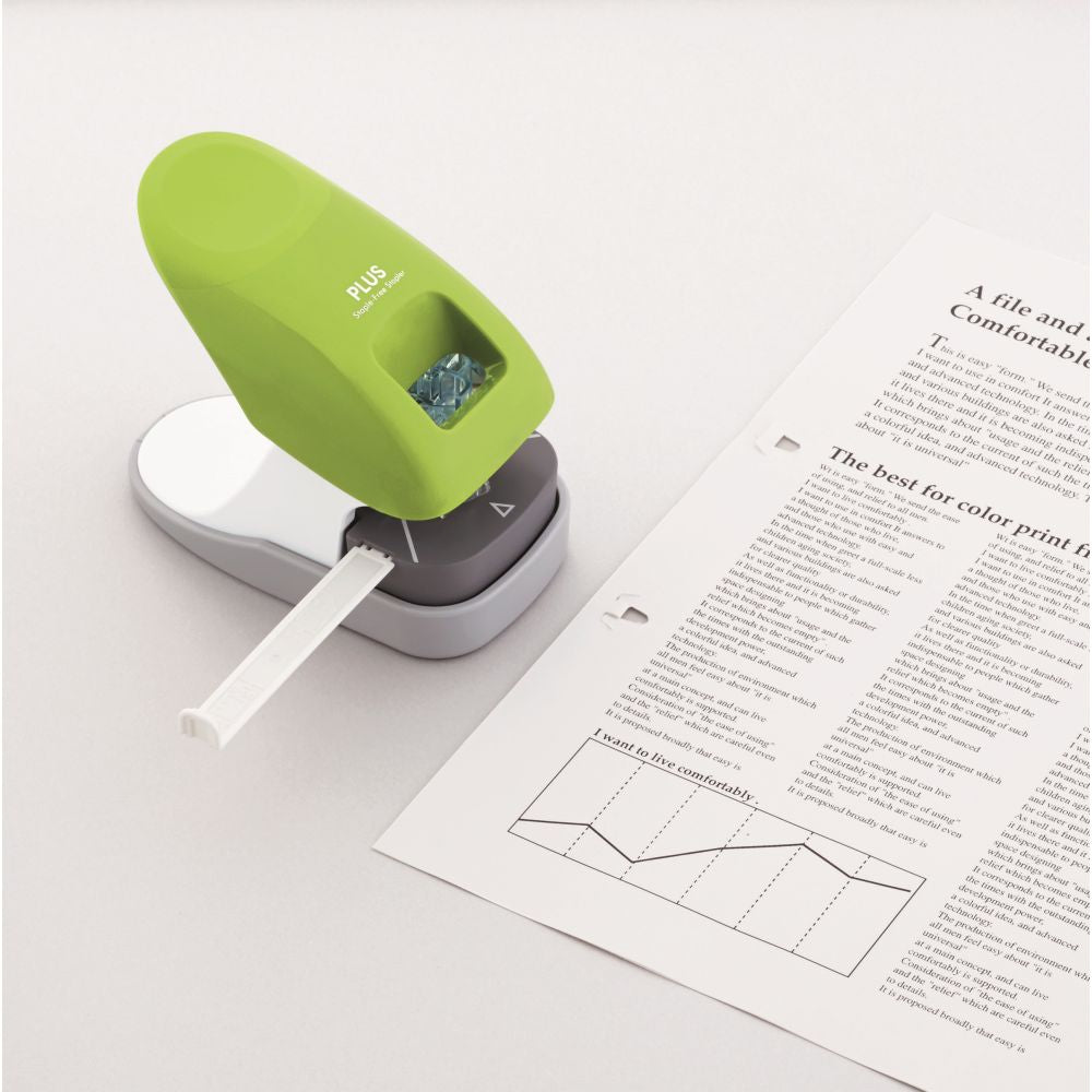 Capsator fara capse Plus SL-112, capacitate 10 coli, verde