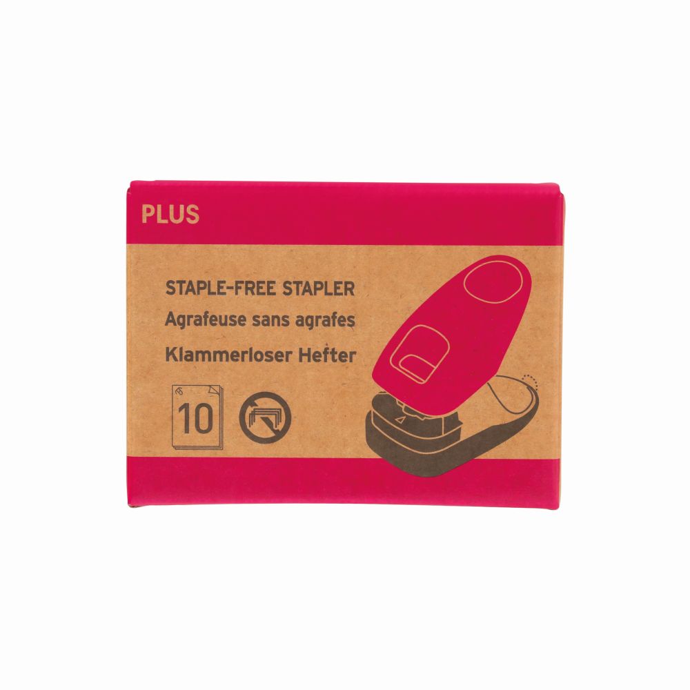Capsator fara capse Plus SL-112, capacitate 10 coli, roz