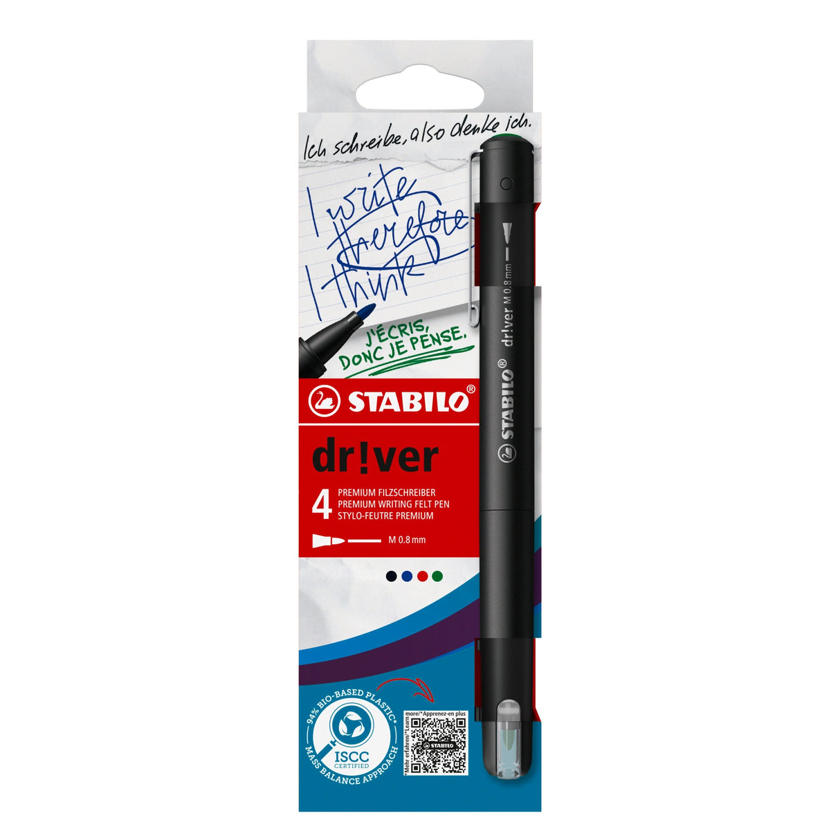 Marker Stabilo dr!ver, 0.8 mm, M, 4 culori / set