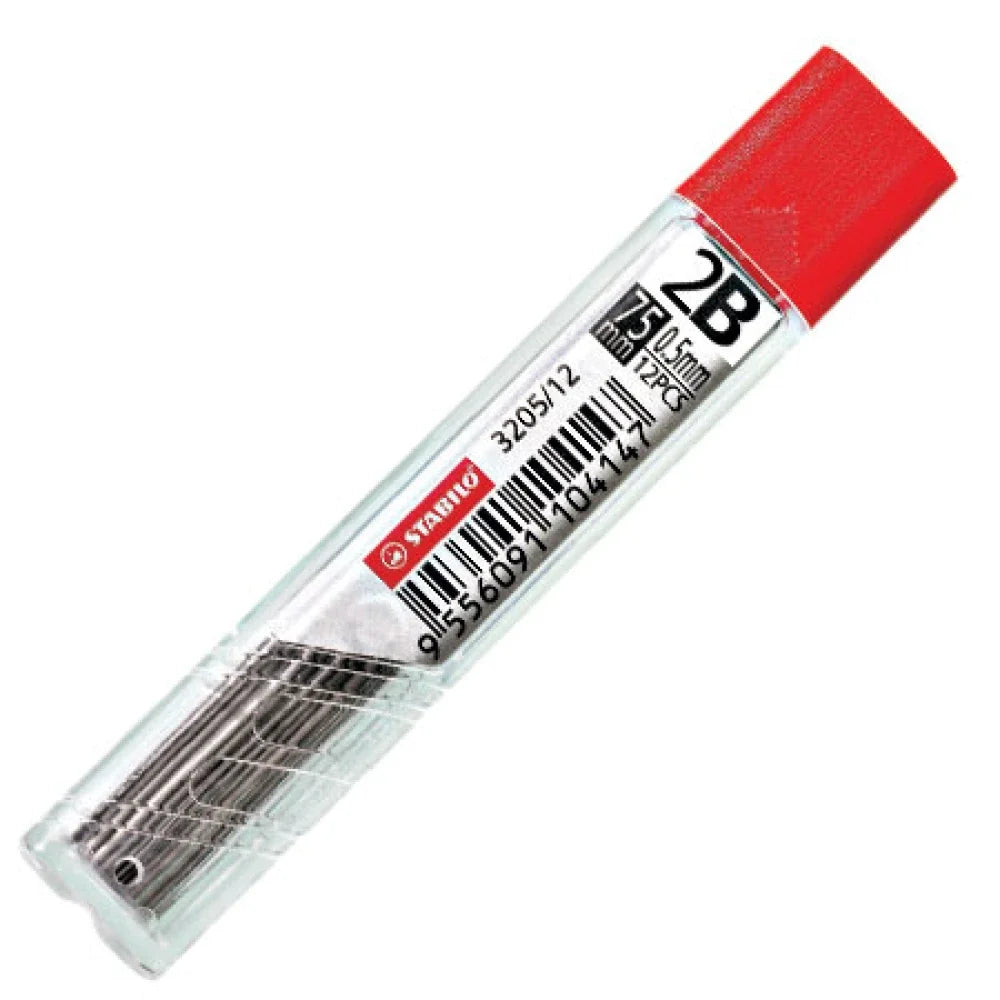 Mine creion mecanic Stabilo, 0.5 mm, 2B, 12 bucati / set