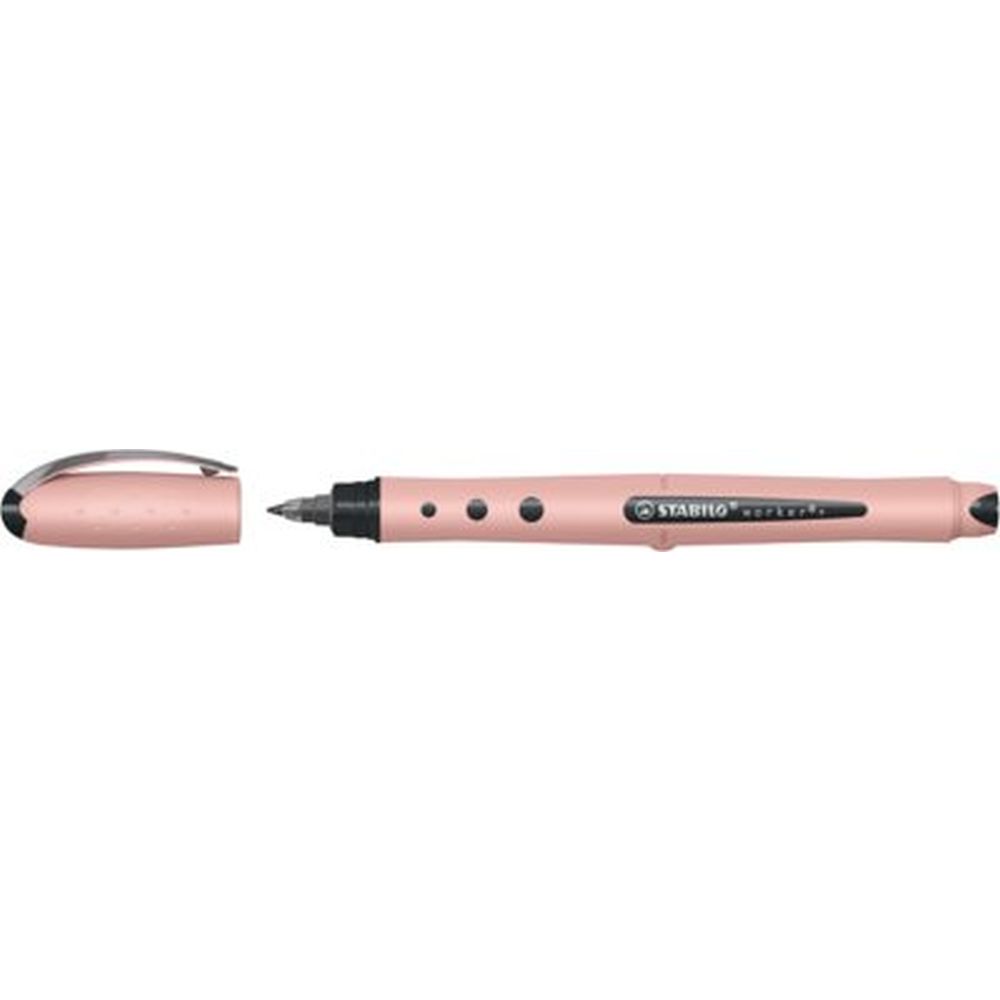 Roller Stabilo worker+NatureCOLORS Wildflower, 0.5 mm, corp blush, culoare de scriere albastru