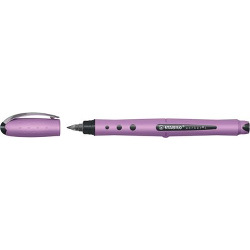 Roller Stabilo worker+NatureCOLORS Wildflower, 0.5 mm, corp grey violet, culoare de scriere albastru