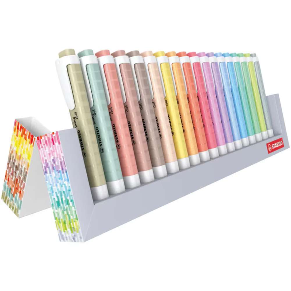 Textmarker Stabilo swing cool NatureCOLORS, 18 culori / set, suport de birou