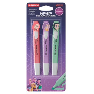 Textmarker Stabilo swing cool K-Pop Demon Hunters, Huntrix, 3 culori / set