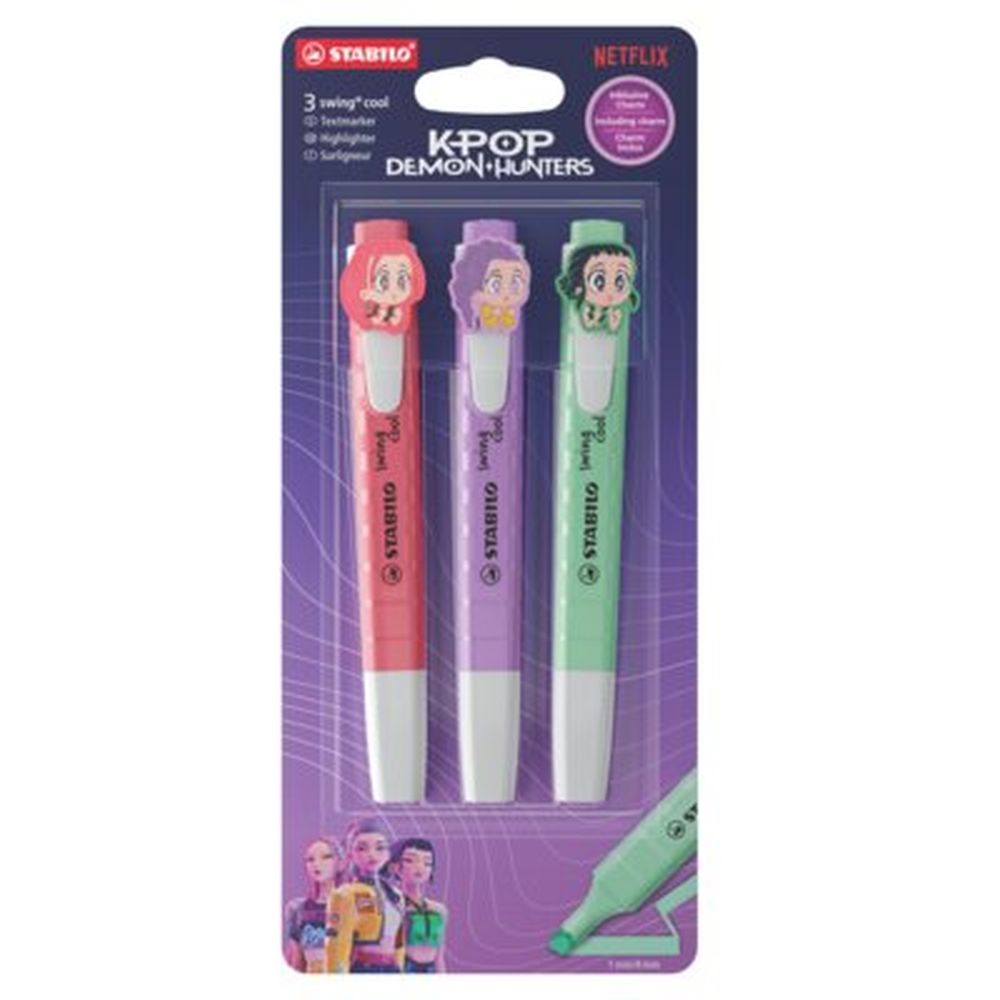 Textmarker Stabilo swing cool K-Pop Demon Hunters, Huntrix, 3 culori / set