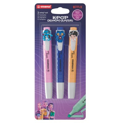 Textmarker Stabilo swing cool K-Pop Demon Hunters,Saja Boys, 3 culori / set