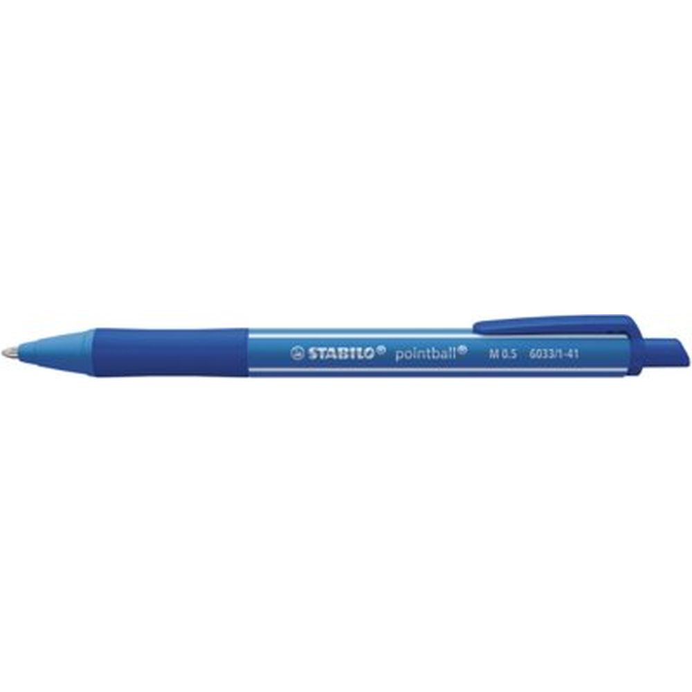 Pix cu mecanism Stabilo Pointball colorful, 0.5 mm, 87% plastic biodegradabil, albastru