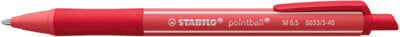 Pix cu mecanism Stabilo Pointball colorful, 0.5 mm, 87% plastic biodegradabil, rosu