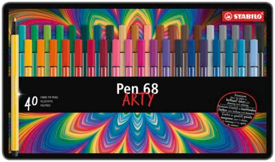Carioca Stabilo Pen 68, 1 mm, 40 culori / set, cutie metalica