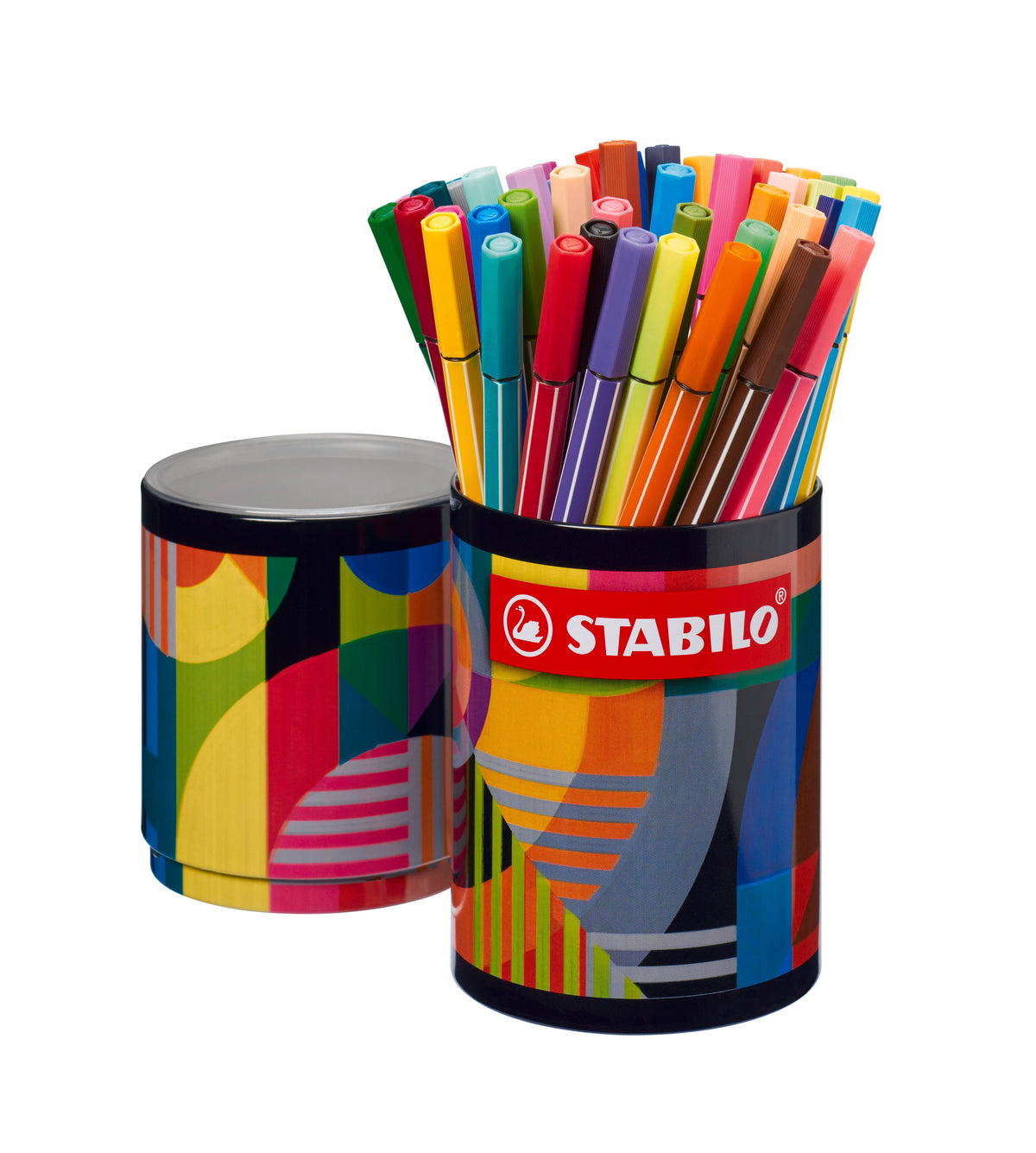 Carioca Stabilo Pen 68, 1 mm, 45 culori / set, suport pahar metalic