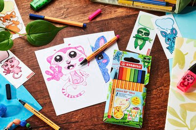 Fineliner Stabilo Point 88 Mini Animal Vibes, 0.4 mm, 8 culori / set