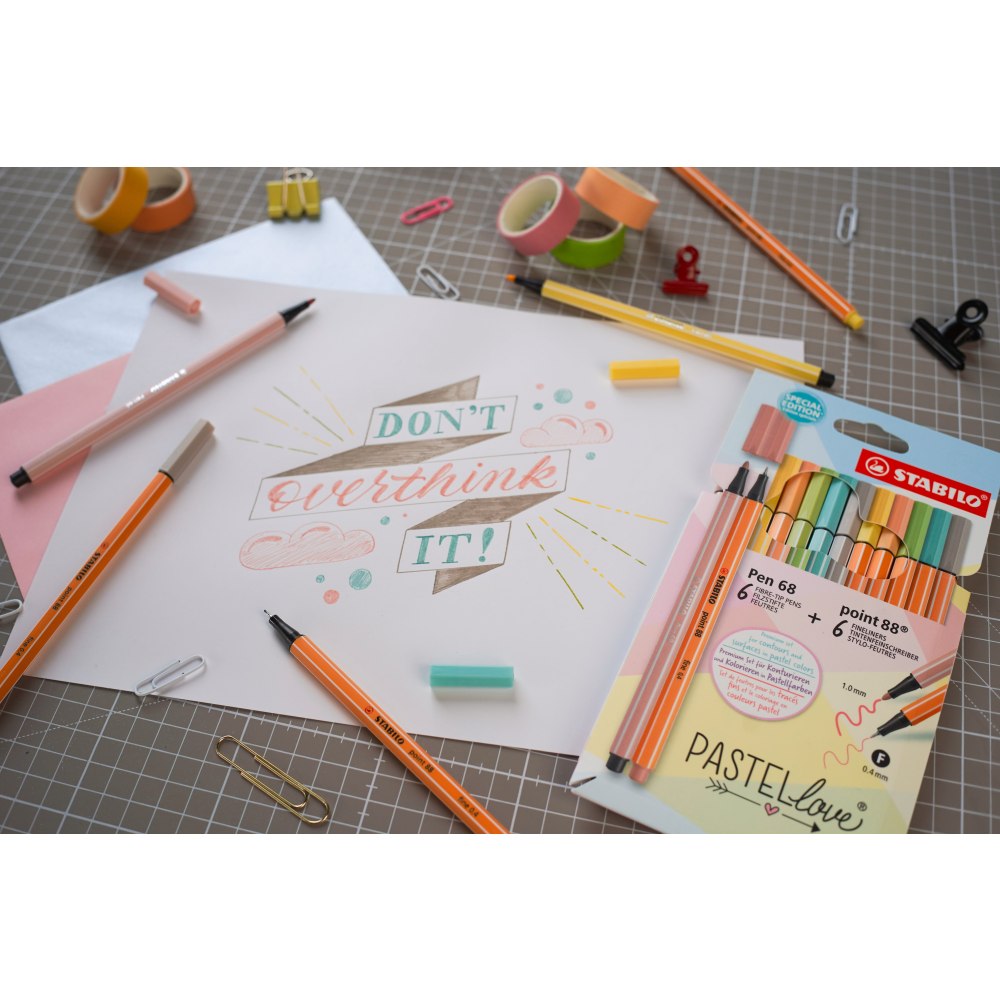 Stabilo Pastellove Point 88 x 6, carioca Pen 68 x 6, 12 bucati  / set, etui carton