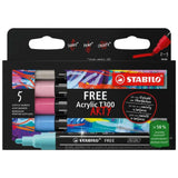Marker acrilic Stabilo Free Acrylic T300,  set Candy, 5 culori / set